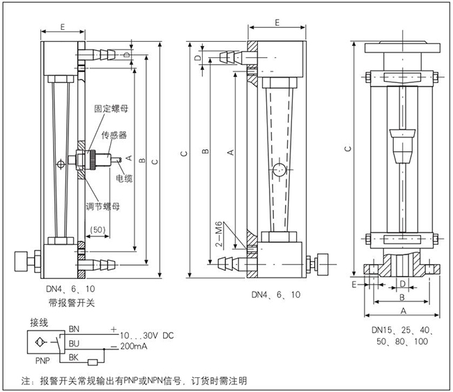 塑料管轉(zhuǎn)子流量計外形圖